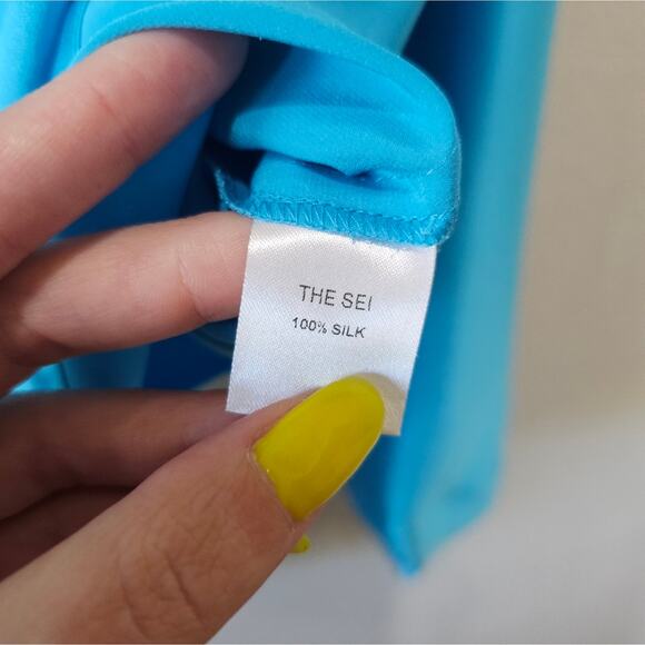 The Sei Long Sleeve Tie Front Blouse in Sky - Picture 10 of 11